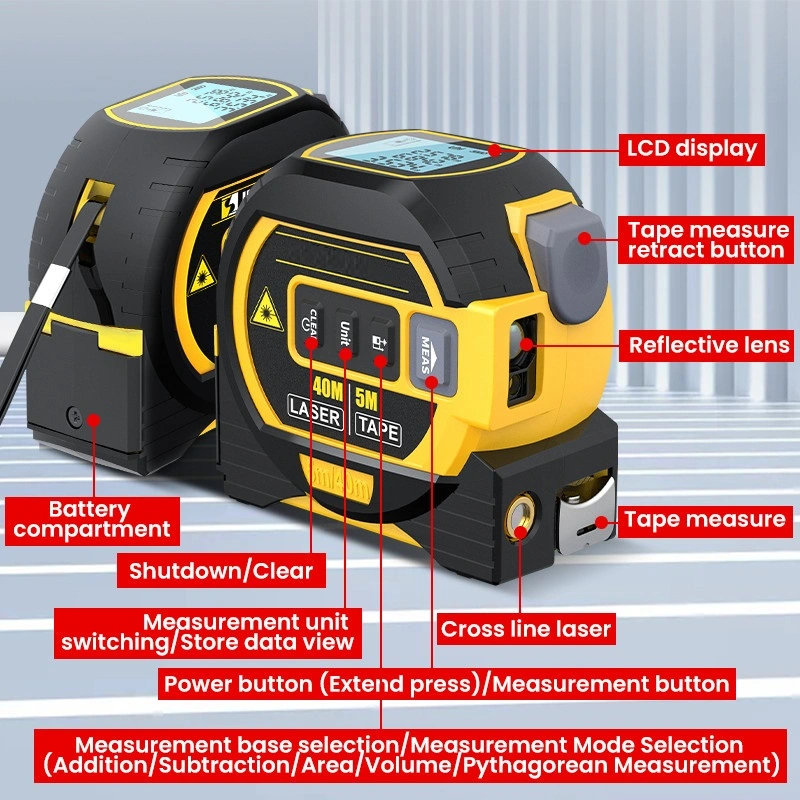 Laser Tape 3 in 1 Laser Tape Distance Measuring Tool